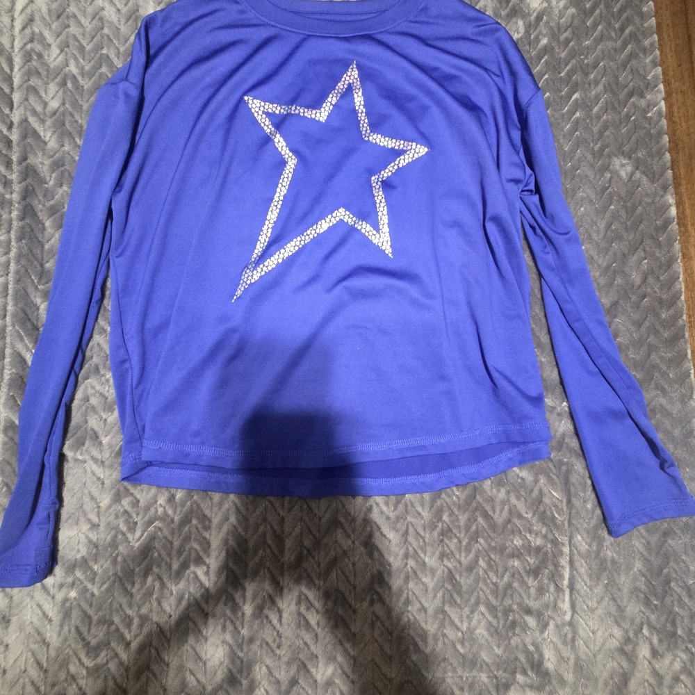 Xersion Girls' Long Sleeve Blue Star Tee